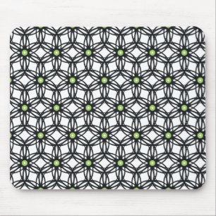 Tapis De Souris Conception géométrique en cercle blanc et vert n