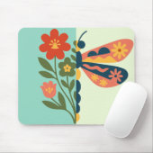 Tapis De Souris Conception graphique de fleurs et de papillons col (Avec souris)