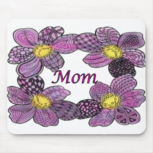 Tapis De Souris Conception MOM à fleurs violettes (Devant)