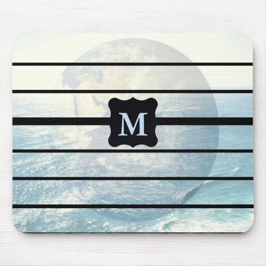 Tapis De Souris Conception monogrammée de l'océan terrestre (Devant)