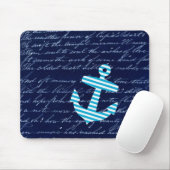 Tapis De Souris Conception nautique d'écriture d'ancre de rayure (Avec souris)