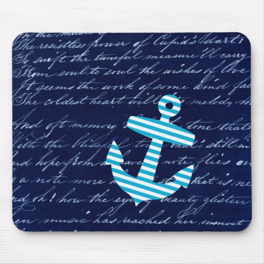 Tapis De Souris Conception nautique d'écriture d'ancre de rayure (Devant)