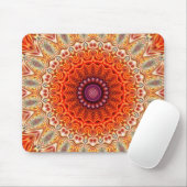 Tapis De Souris Conception orange et blanche de fleur (Avec souris)
