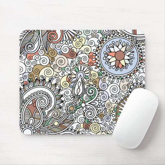 Tapis De Souris Conception Paisley Fleur (Avec souris)