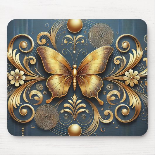 Tapis De Souris Conception Papillon Doré (Devant)