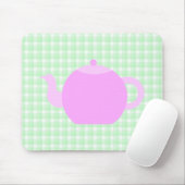 Tapis De Souris Conception rose de théière sur le contrôle vert (Avec souris)
