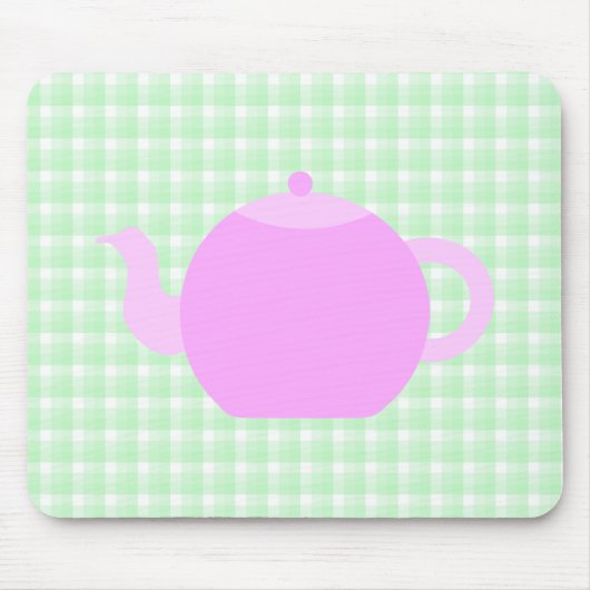 Tapis De Souris Conception rose de théière sur le contrôle vert (Devant)