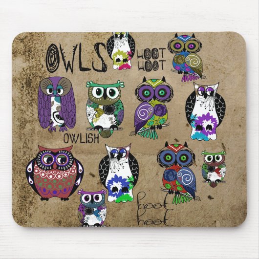 Tapis De Souris Conception rustique de hibou (Devant)