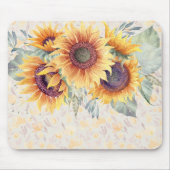 Tapis De Souris Conception rustique de tournesols d'aquarelle, (Devant)