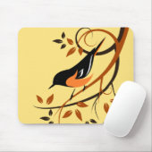 Tapis De Souris Conception stylisée d'oiseau du Baltimore Oriole (Avec souris)