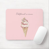 Tapis De Souris Cône de glace à la fleur rose (Avec souris)