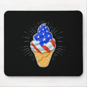 Tapis De Souris Cône de glace bleu blanc rouge 4 juillet indépenda