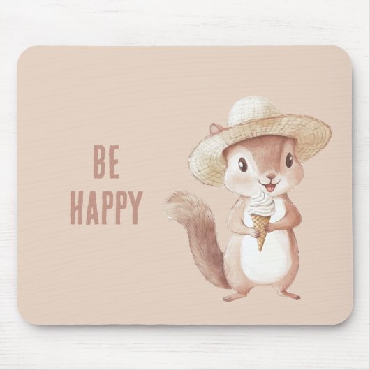 Tapis De Souris Cône de glace Écureuil heureux (Devant)