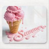 Tapis De Souris Cône de glace rose d'été (Devant)