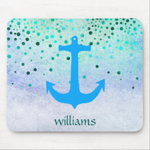 Tapis De Souris Confetti Ancre Sea Blue Beach Navy Pots filles