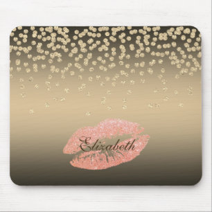 Tapis De Souris Confetti en feuille brillante ou diamant, lèvres p