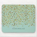 Tapis De Souris Confettis de charme d'or et de menthe<br><div class="desc">confettis bling fascinants girly d'or et de menthe que vous pouvez personnaliser avec votre texte</div>