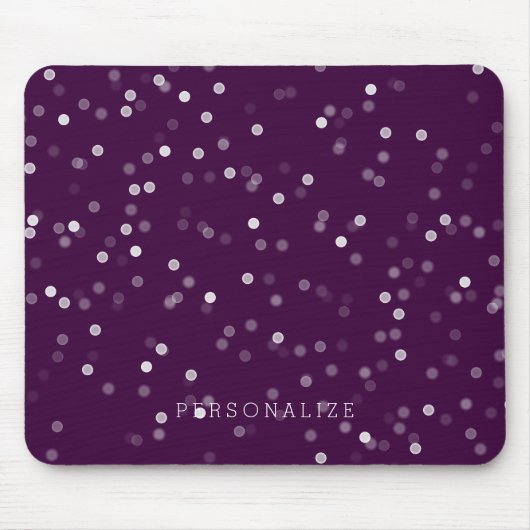 Tapis De Souris Confettis pourpres et blancs de Bokeh (Devant)