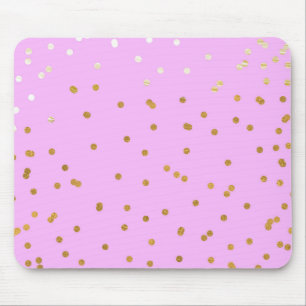 Tapis De Souris Confettis roses et dorés Points de glamour moderne