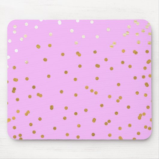 Tapis De Souris Confettis roses et dorés Points de glamour moderne (Devant)
