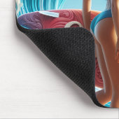 Tapis De Souris Confident Surfer Girl Walking Beach Waves Art (Coin)