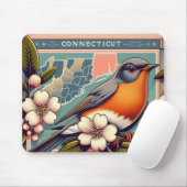Tapis De Souris Connecticut State Bird et Flower Art Déco (Avec souris)