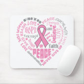 Tapis De Souris Conscience du cancer du sein Mots du coeur (Avec souris)