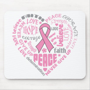 Tapis De Souris Conscience du cancer du sein Mots du coeur