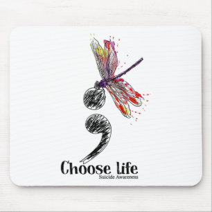 Tapis De Souris Conscience du suicide de la vie libellule colorée