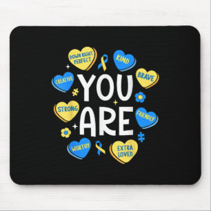 Tapis De Souris Conscience du syndrome de Down Coeur de bonbons po