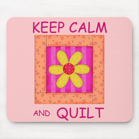 Tapis De Souris Conserver le calme et le bloc de fleurs appliqué d (Devant)