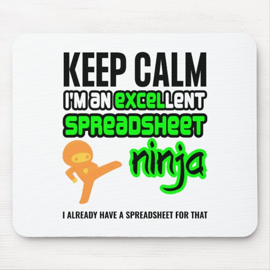 Tapis De Souris Conserver le calme EXCELlent SPREADSHEET NINJA (Devant)
