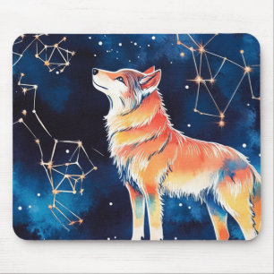Tapis De Souris Constellation Cosmique Loup Galaxie Vibrante