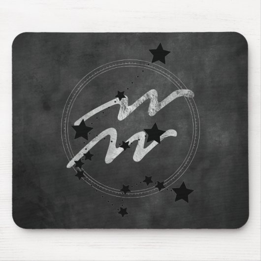 Tapis De Souris constellation de zodiac Aquarius noir et argent  (Devant)