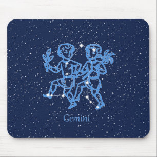 Tapis De Souris Constellation des Gémeaux et signe du zodiaque ave