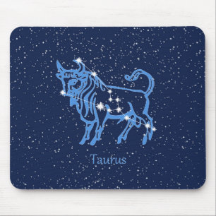 Tapis De Souris Constellation du Taureau et signe du zodiaque avec