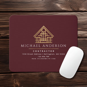 Tapis De Souris Construction résidentielle minimaliste rouge