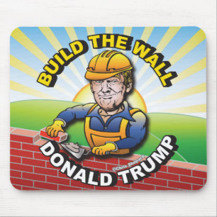TAPIS DE SOURIS CONSTRUIRE LE MUR DONALD TRUMP MAÇON MAÇONNERIE US