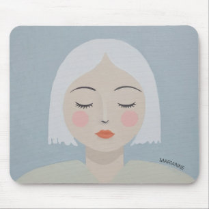 Tapis De Souris Contemplation - Portrait minimaliste