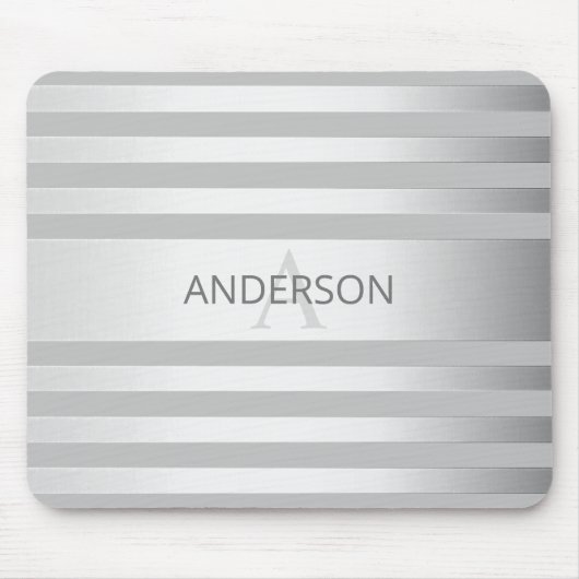 Tapis De Souris Contemporain Faux Argent Ombre Gris (Devant)