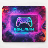 Tapis De Souris Contrôleur cool Neon Gamer personnalisé (Devant)
