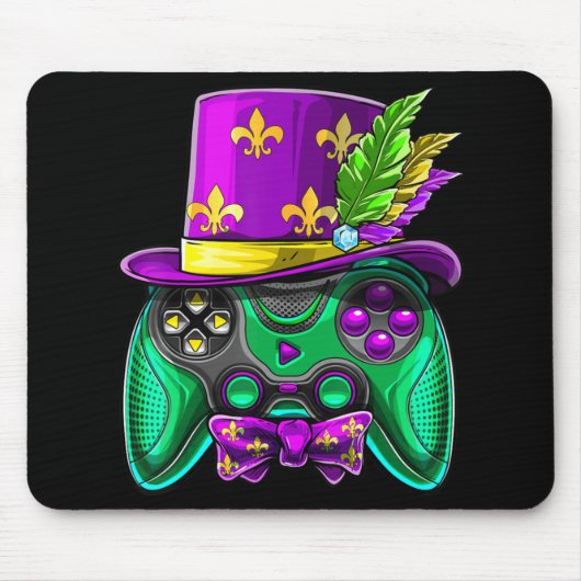 Tapis De Souris Contrôleur de jeu vidéo Mardi Gras Jester Casquett (Devant)