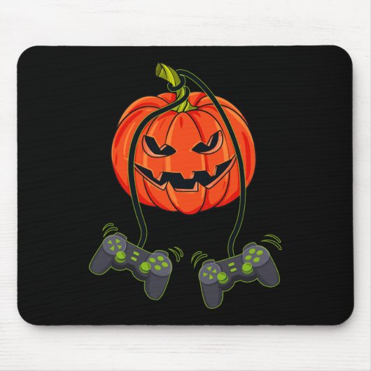 Tapis De Souris Contrôleurs Jack-o'-lantern Video Gamer Halloween  (Devant)