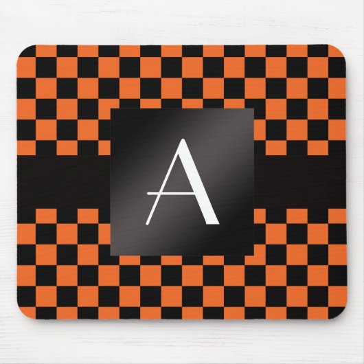 Tapis De Souris Contrôleurs oranges et noirs de monogramme (Devant)