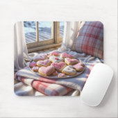 Tapis De Souris Cookies en forme de cœur sur une couverture à carr (Avec souris)