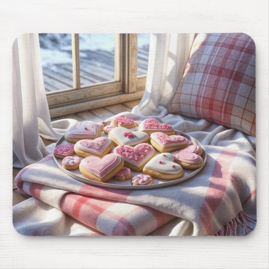 Tapis De Souris Cookies en forme de cœur sur une couverture à carr (Devant)