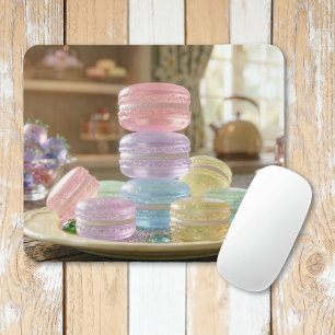 Tapis De Souris Cookies Macarons en Verre Pastel