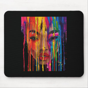 Tapis De Souris Cool Africaine femme Afro couleur visage peint Jun
