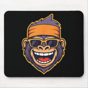 Tapis De Souris Cool Ape Gorilla Head Funky Monkey Retro Bandana C