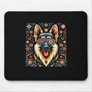 Tapis De Souris Cool berger allemand chien folk style d'art Noël